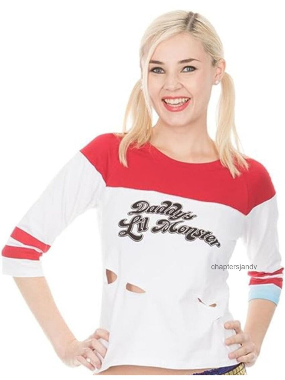 Official Harley Quinn 3/4 Sleeve T-Shirt Halloween Cosplay Costume